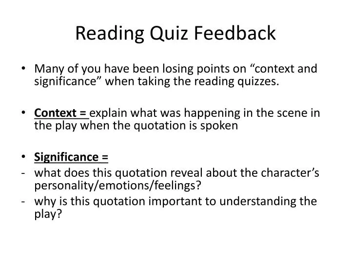 reading quiz feedback