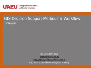 GIS Decision Support Methods &amp; Workflow