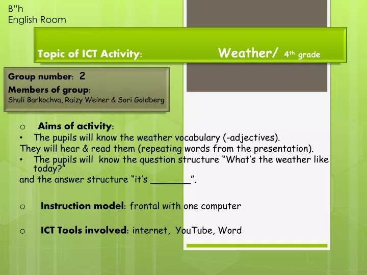topic of ict activity weather 4 th grade