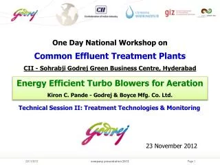 One Day National Workshop on Common Effluent Treatment Plants