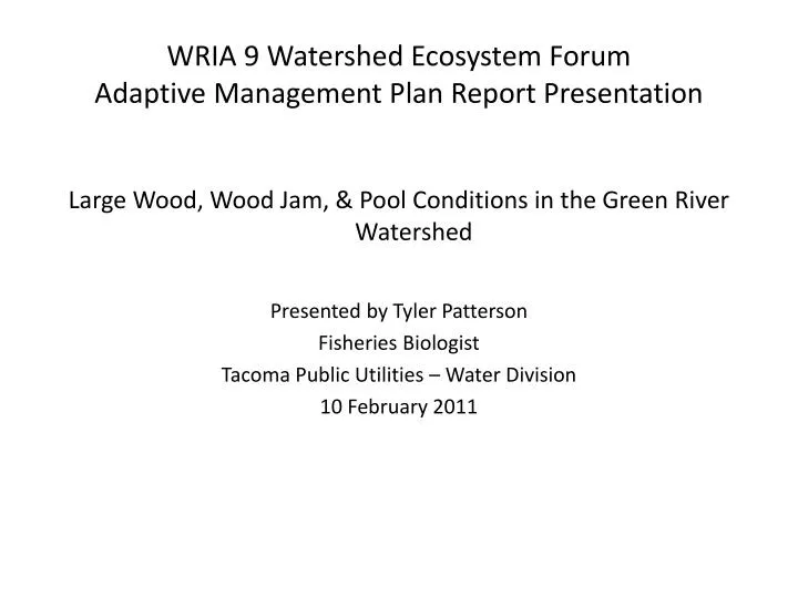 wria 9 watershed ecosystem forum adaptive management plan report presentation