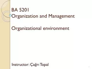 BA 5201 Organization and Management Organizational environment