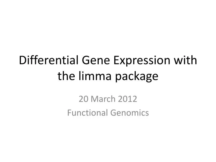 differential gene expression with the limma package