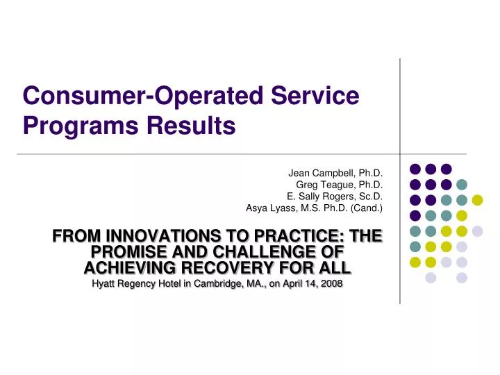 consumer operated service programs results