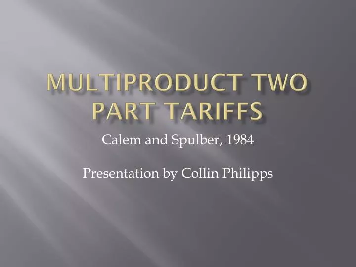 multiproduct two part tariffs