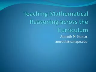 Teaching Mathematical Reasoning across the Curriculum