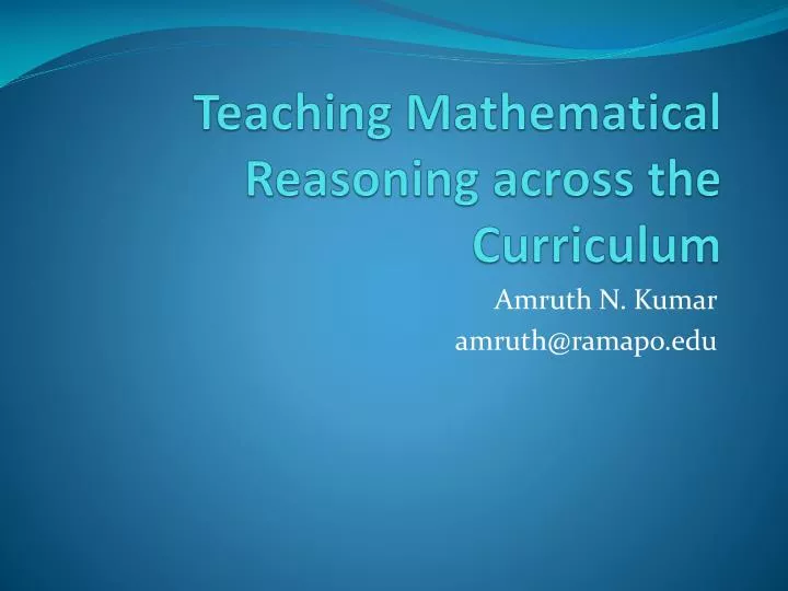teaching mathematical reasoning across the curriculum