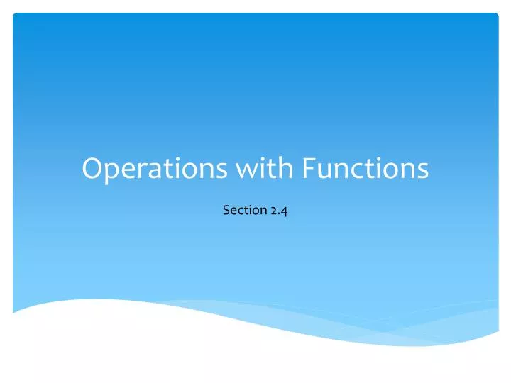 operations with functions