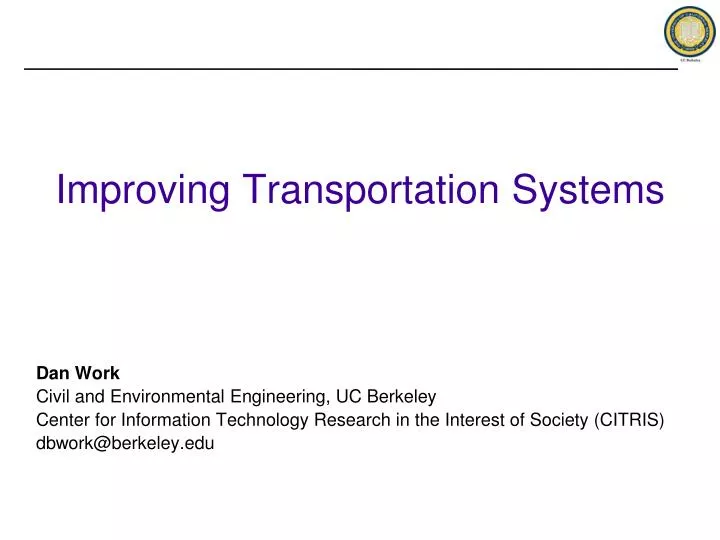 improving transportation systems