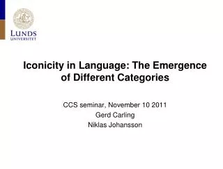 CCS seminar , November 10 2011 Gerd Carling Niklas Johansson