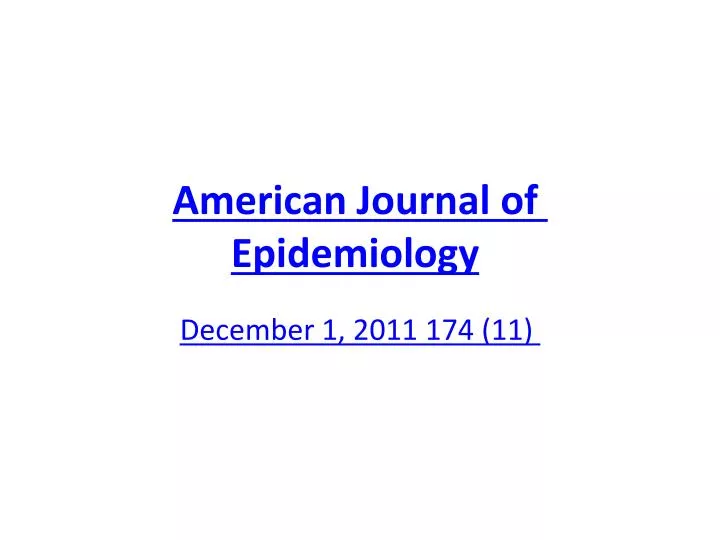 american journal of epidemiology