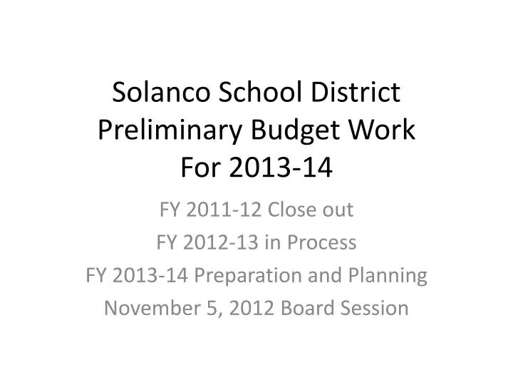 solanco school district preliminary budget work for 2013 14