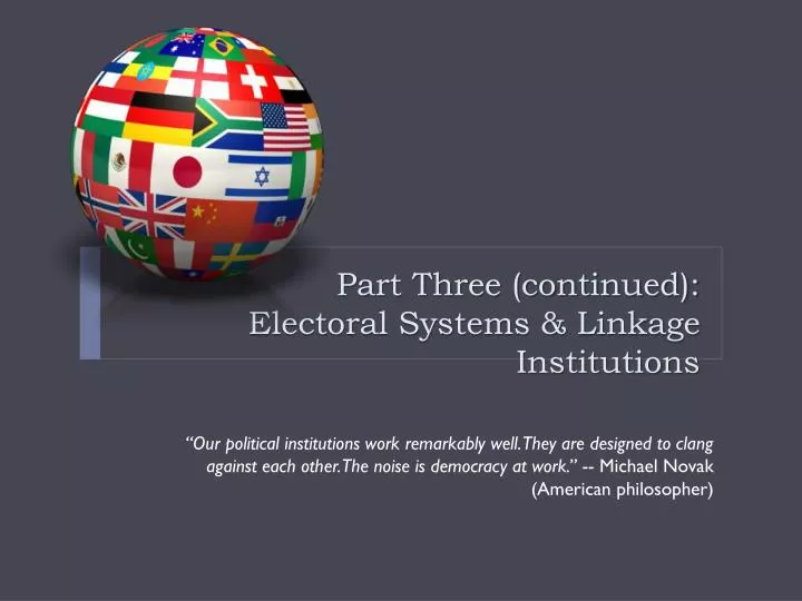 part three continued electoral systems linkage institutions