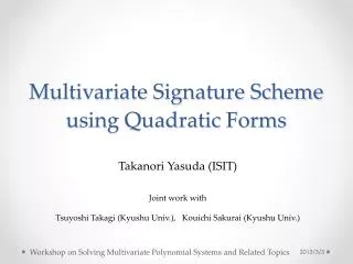 Multivariate Signature Scheme using Quadratic Forms