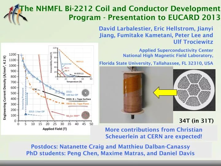 t he nhmfl bi 2212 coil and conductor development program presentation to eucard 2013
