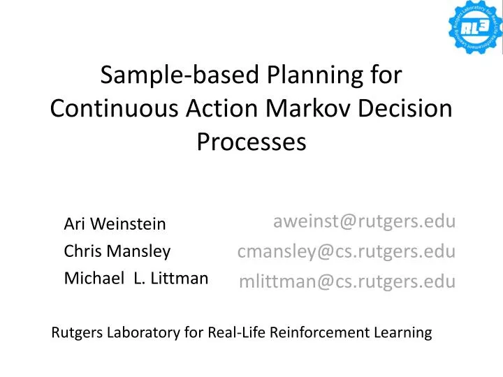 sample based planning for continuous action markov decision processes