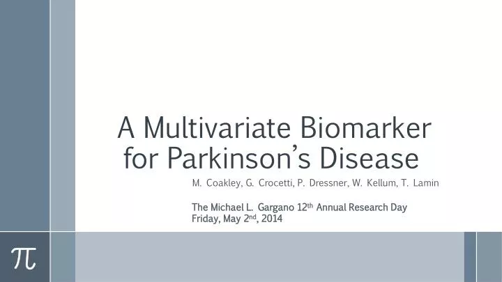 a multivariate biomarker for parkinson s disease