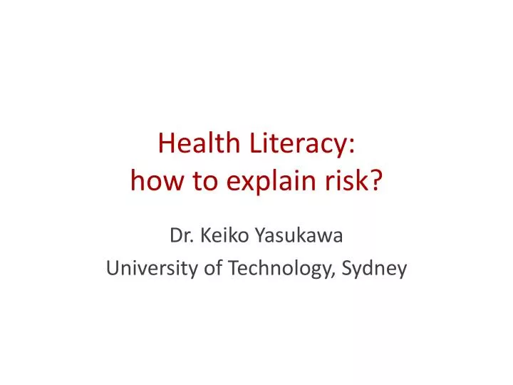 health literacy how to explain risk