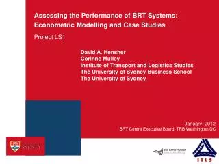 Assessing the Performance of BRT Systems: Econometric Modelling and Case Studies
