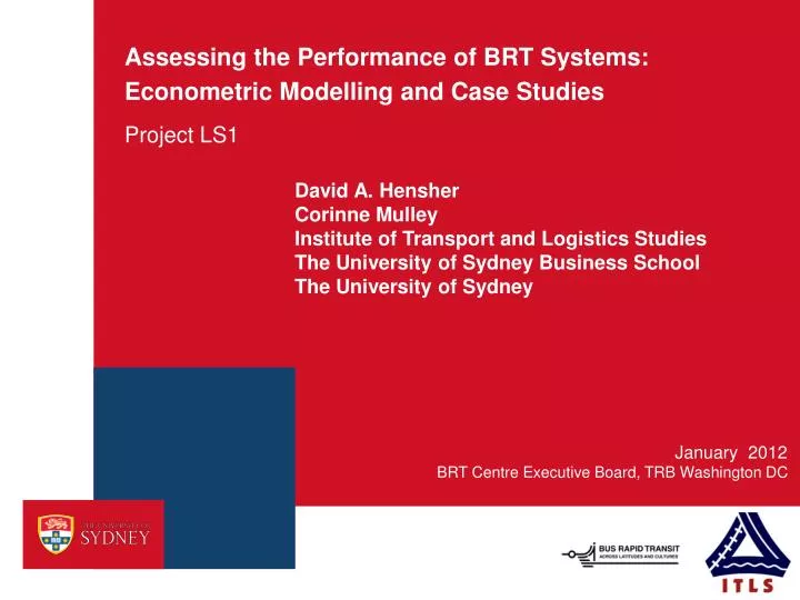 assessing the performance of brt systems econometric modelling and case studies