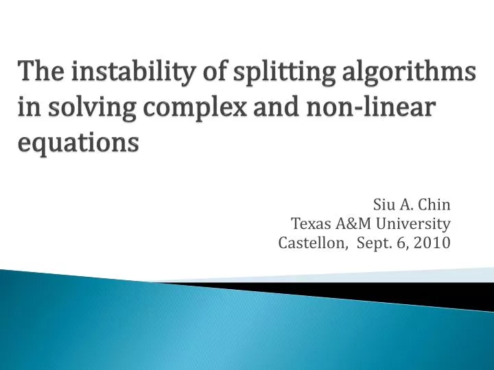 the instability of splitting algorithms in solving complex and non linear equations