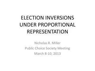 ELECTION INVERSIONS UNDER PROPORTIONAL REPRESENTATION