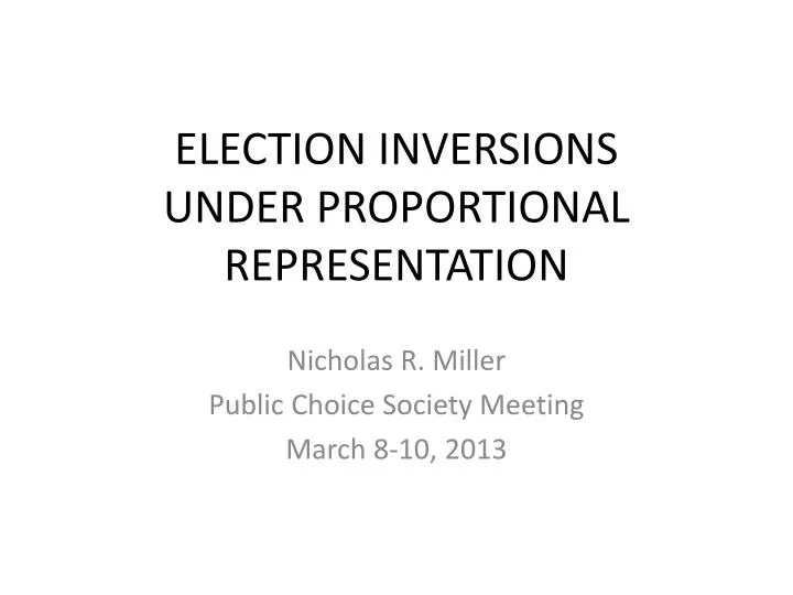 election inversions under proportional representation
