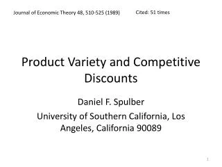 Product Variety and Competitive Discounts
