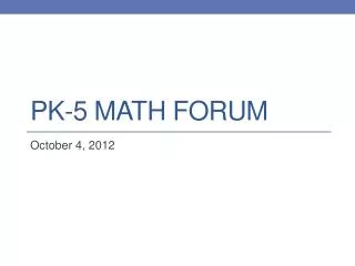 PK-5 Math Forum