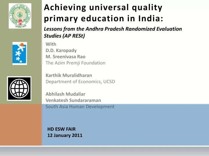 achieving universal quality primary education in india