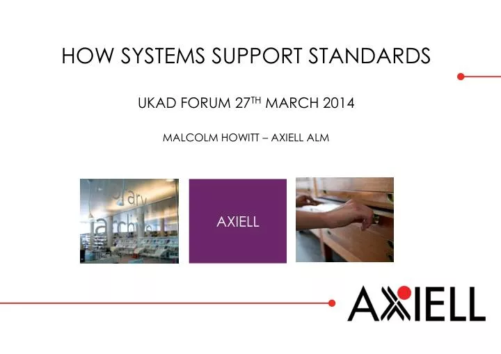 how systems support standards ukad forum 27 th march 2014 malcolm howitt axiell alm
