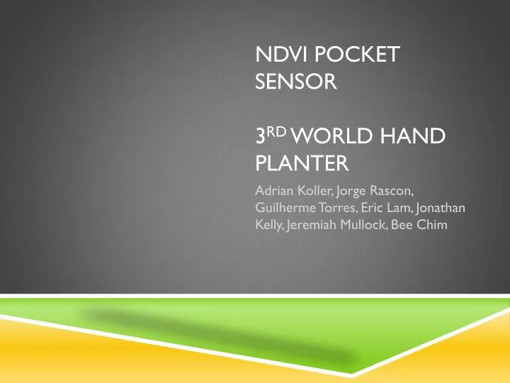 ndvi pocket sensor 3 rd world hand planter