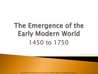 The Emergence of the Early Modern World