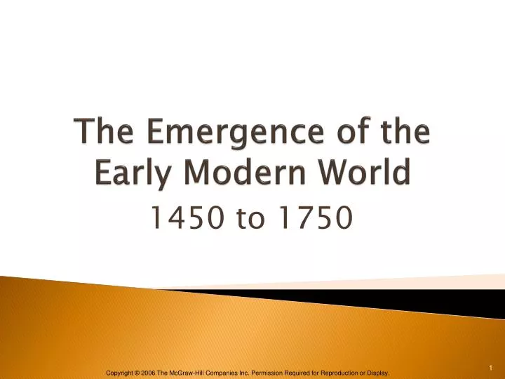 the emergence of the early modern world