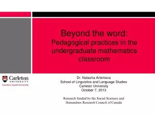 Beyond the word: Pedagogical practices in the undergraduate mathematics classroom