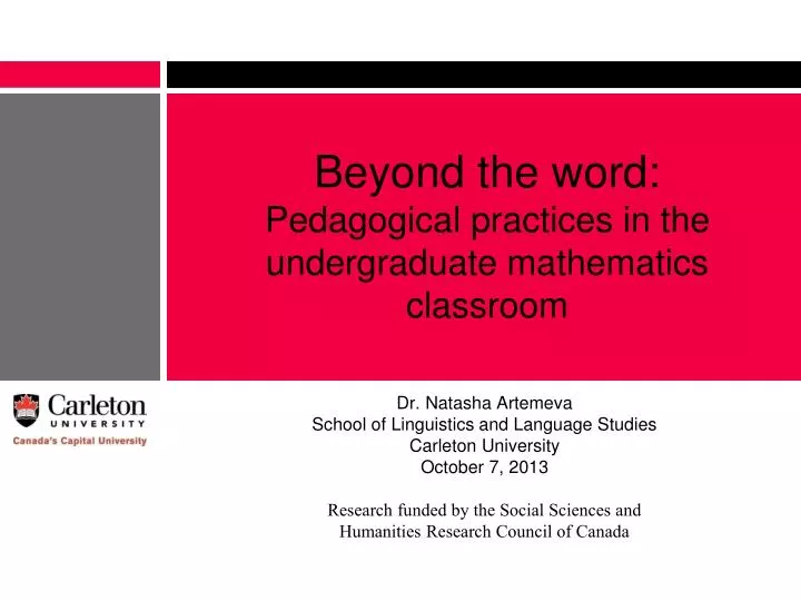 beyond the word pedagogical practices in the undergraduate mathematics classroom