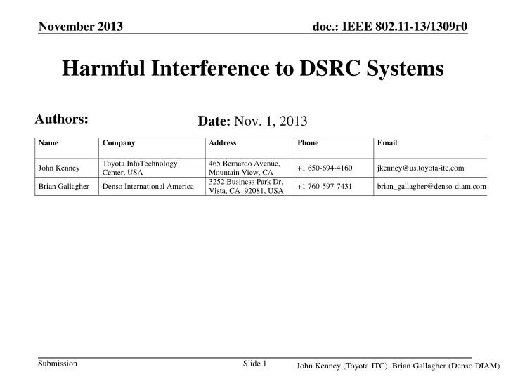 harmful interference to dsrc systems