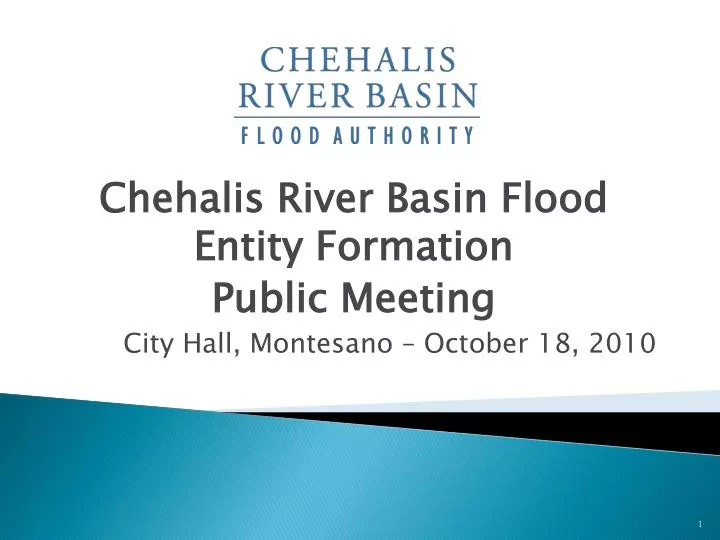 chehalis river basin flood entity formation public meeting city hall montesano october 18 2010