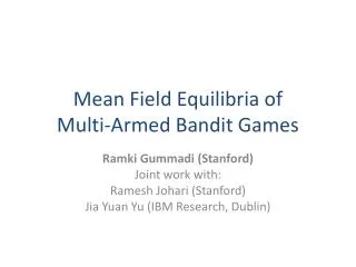 Mean Field Equilibria of Multi-Armed Bandit Games