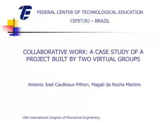 FEDERAL CENTER OF TECHNOLOGICAL EDUCATION CEFET/RJ – BRAZIL