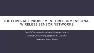 The Coverage Problem in Three-Dimensional Wireless Sensor Networks