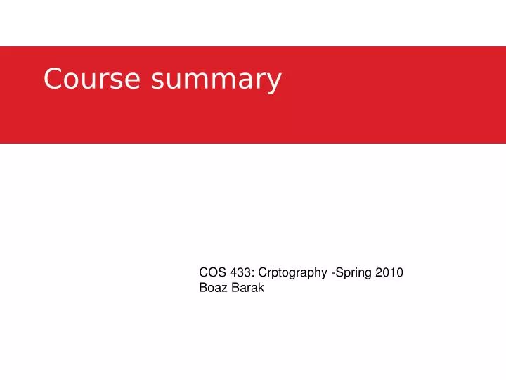 course summary