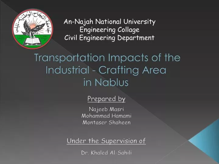 transportation impacts of the industrial crafting area in nablus