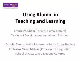 Using Alumni in Teaching and Learning