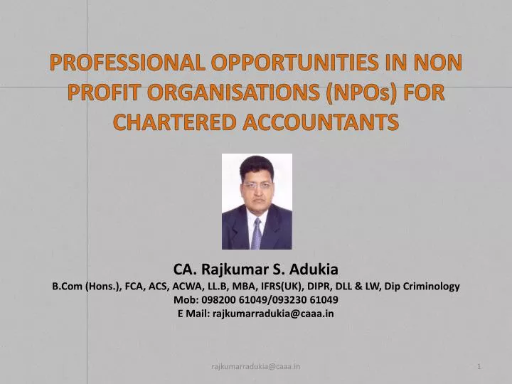 professional opportunities in non profit organisations npos for chartered accountants