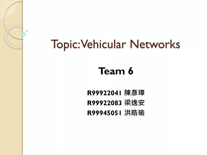 topic vehicular networks