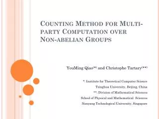 counting method for multi party computation over non abelian groups