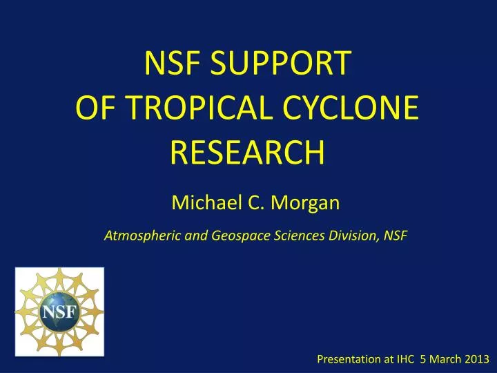 nsf support of tropical cyclone research