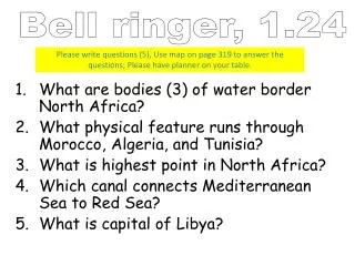 What are bodies (3) of water border North Africa?