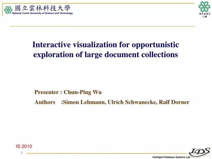 interactive visualization for opportunistic exploration of large document collections